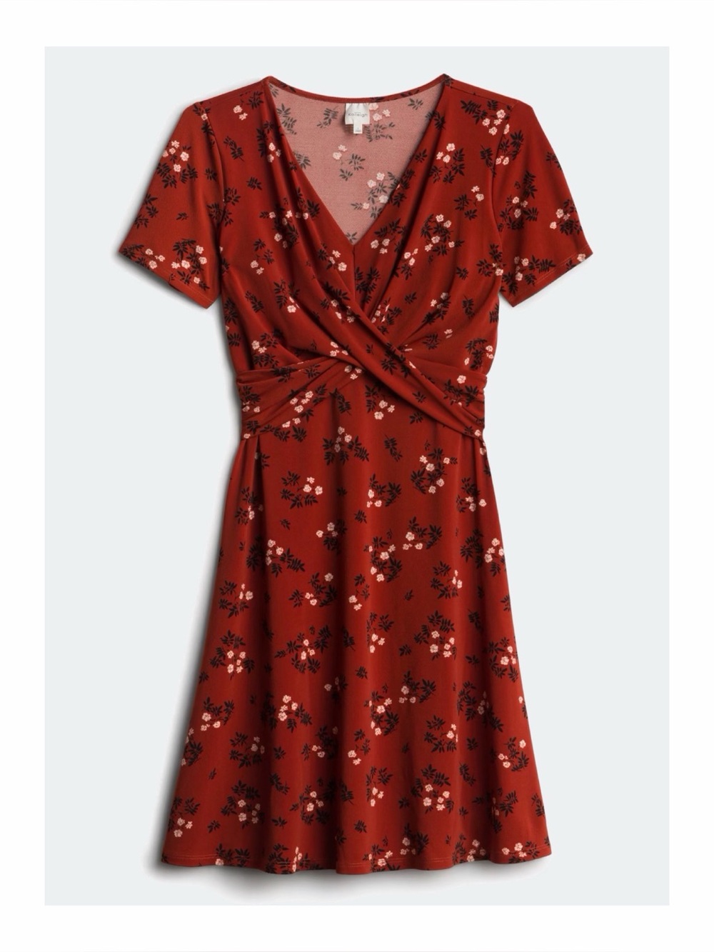 Kaileigh Kristin Knit Twist Waist Dress in Burnt Orange, Size S